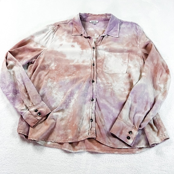 Splendid Sz Medium Tie Dye Longsleeve Button Down Shirt Pink/ Purple. - Picture 4 of 10